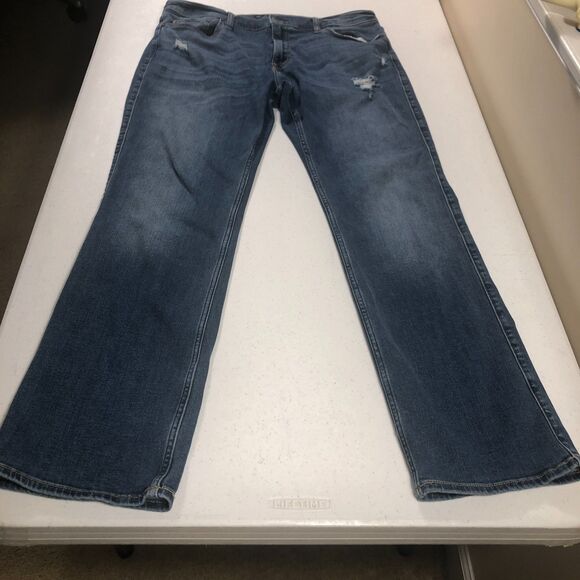 VTG Y2K Hollister Mens Distressed Bootcut Jeans 36 x 34 (Fit 36 x 33) Stretch - Picture 1 of 8